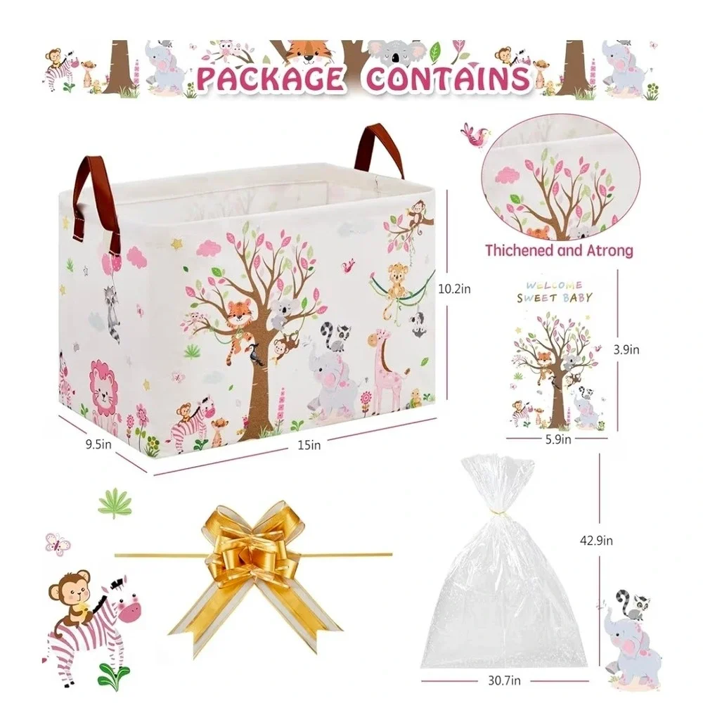 Jungle Pink Elephant Baby Girl Baskets for Baby Shower Gift‎